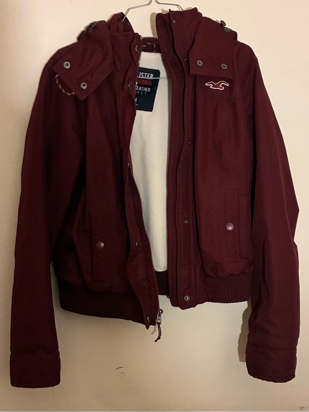 Hollister Maroon Hooded Ski Jacket